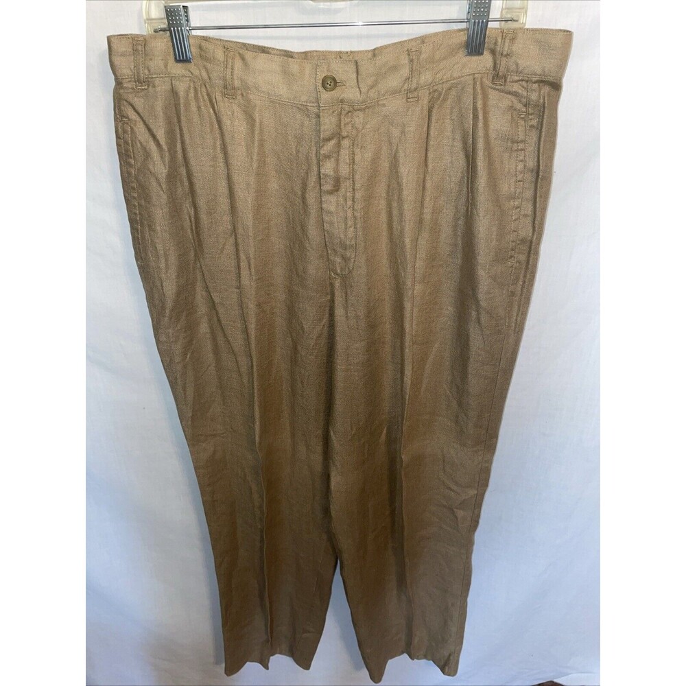 Calvin Klein Men’s 100% Linen Pants Sz 36x31 Khaki Beige Relaxed Beach Comfort